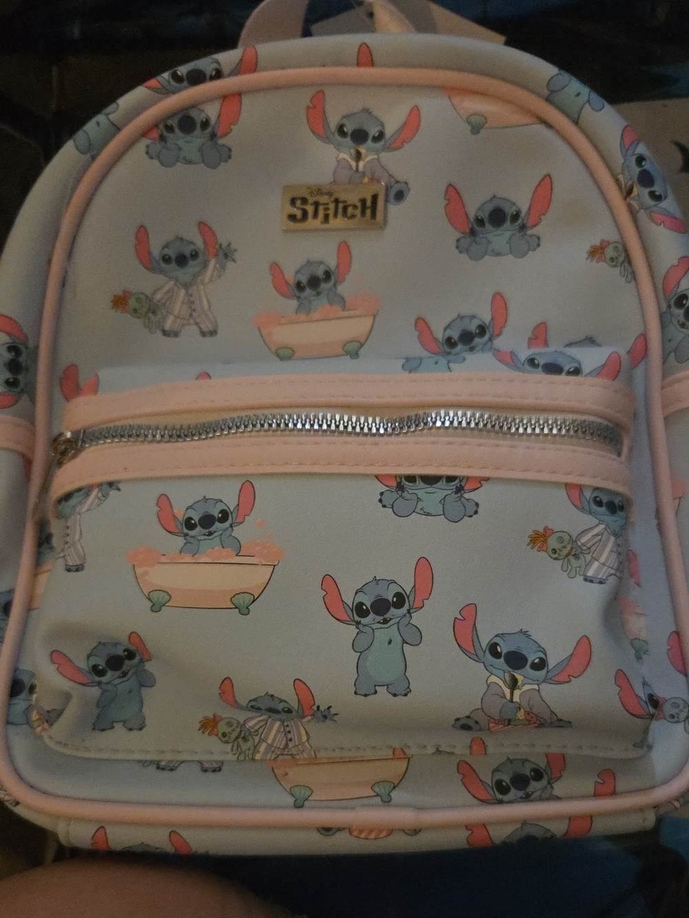 Lilo And Stitch Mini Backpack -Purse Light Has Blue with Pink Trim